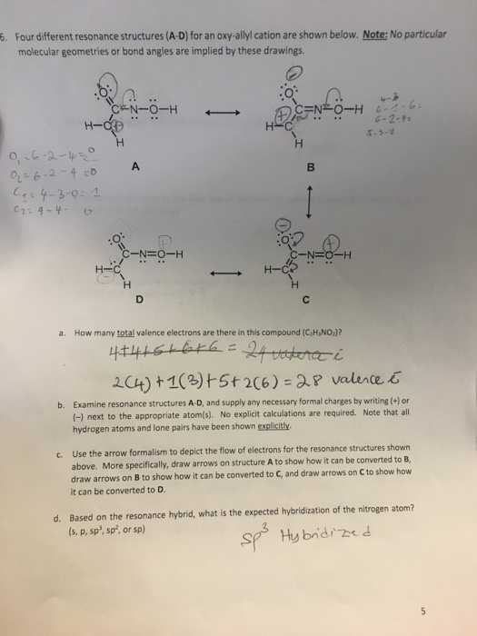 Solved Four Different Resonance Structures A D For An O Chegg Com