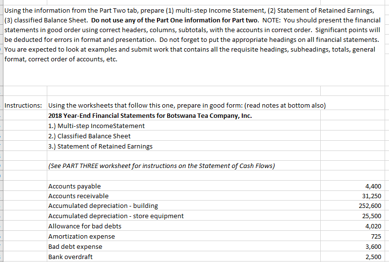 Solved Using The Information From The Part Two Tab Prepa Chegg Com