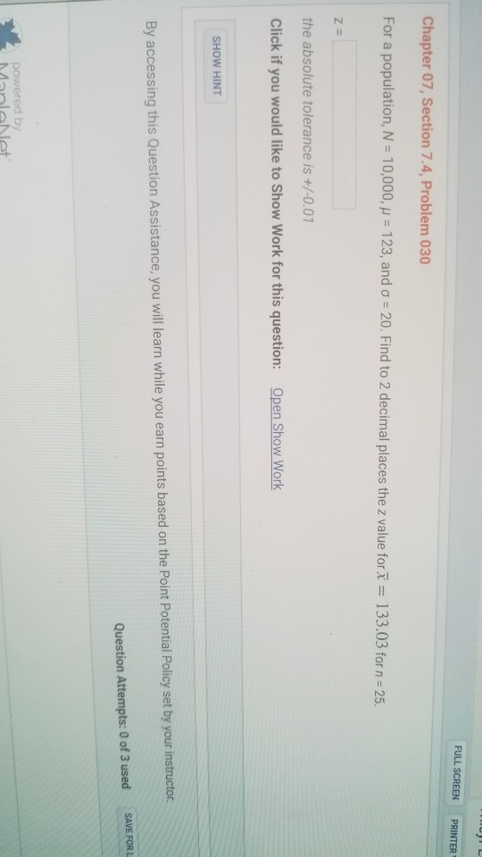 Solved Full Screen Printer Chapter 07 Section 7 4 Probl Chegg Com