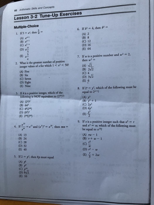 Lesson 3 3 Tune Up Exercises Heart Of Algebra Exercise Poster
