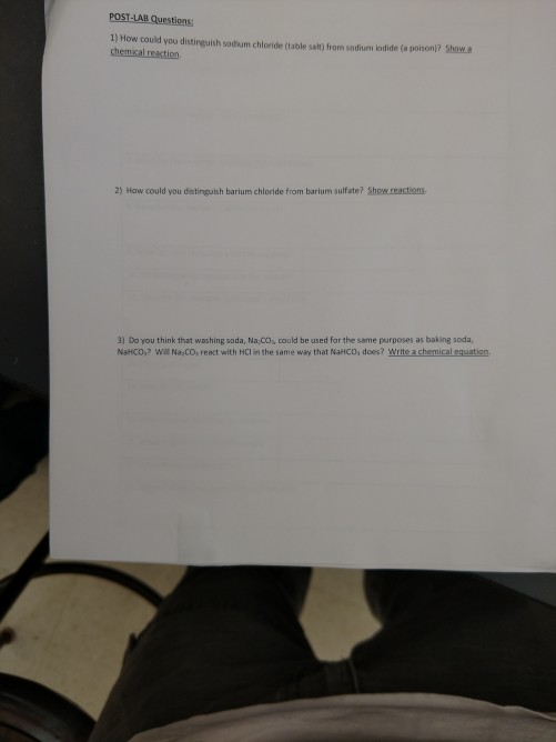 Solved Post Lab Questions 1 How Could You Distirguish So