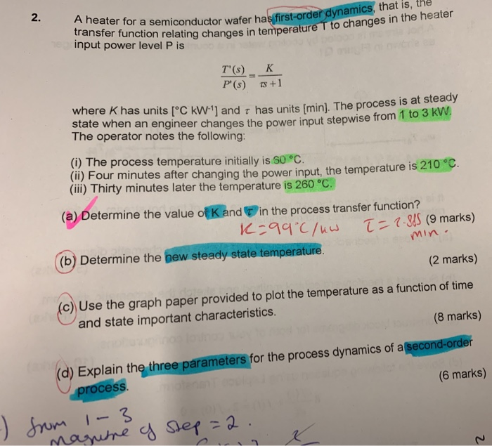2 A Heater For A Semiconductor Wafer Has First Order Chegg 