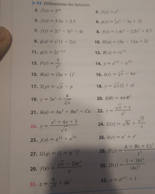 Solved 3 32 Differentiate The Function 3 F X 240 5 F Chegg Com