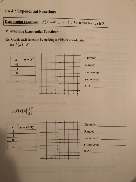 Solved Ca 42 Exponential Functions Exponential Functions