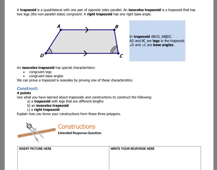 Solved A trapezoid is a quadrilateral with one pair of