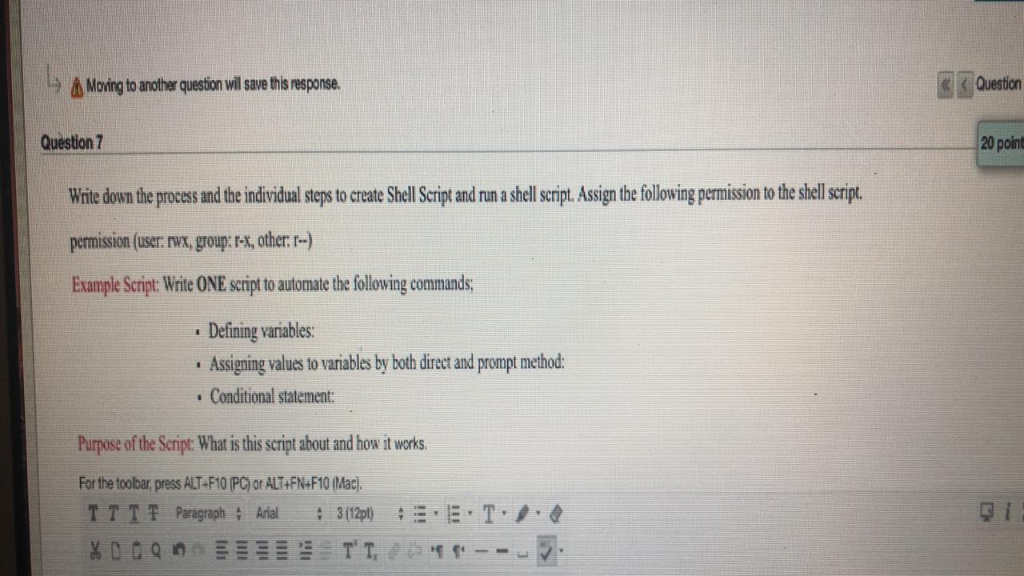 Moving to another question wll sve tis esponse estion Question 20 point Write down the process and the individual steps to cr