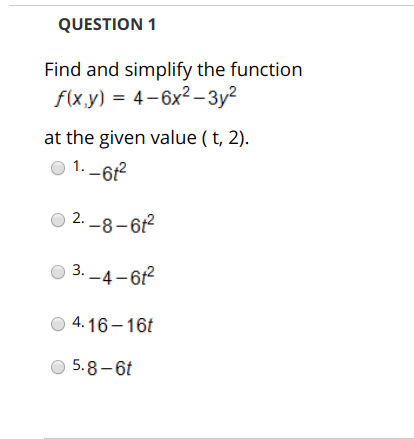 Solved Question 1 Find And Simplify The Function At The G Chegg Com