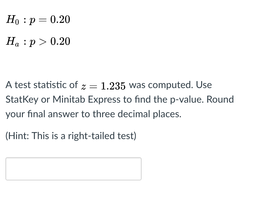 find test statistic on minitab express