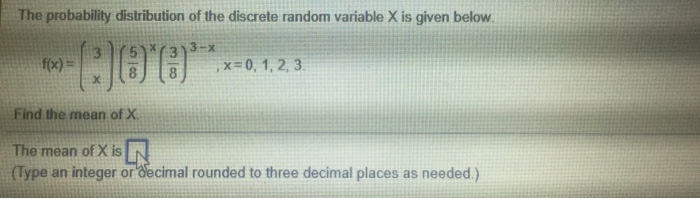 Solved The Probability Distribution Of The Discrete Rando Chegg Com