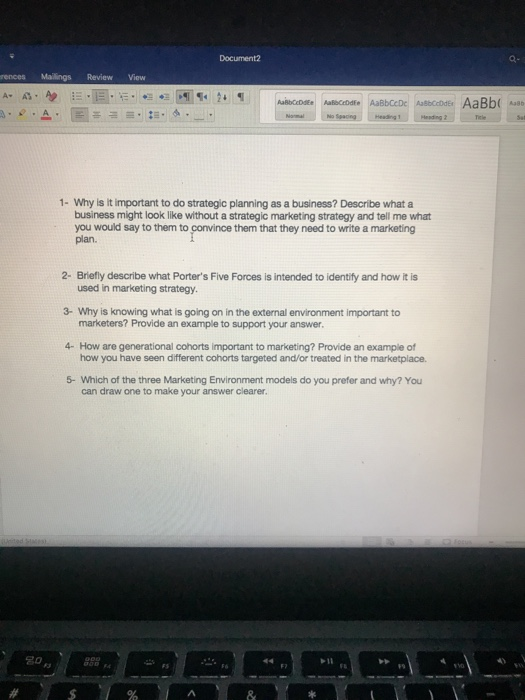 rences Mailings Review View 1- Why is it important to do strategic planning as a business? Describe what a business might loo