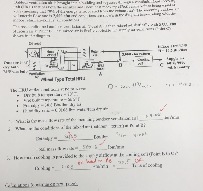 Solved Outdoor ventilation air is brought into a building | Chegg.com
