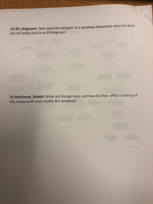 CE-ER Diagrams: How does the designer of a database determine what the keys are for entity sets in an ER diagram? CE-Relation