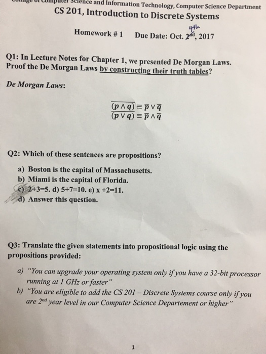 Solved Assignment 1 CS 201 Introduction to Digital Systems