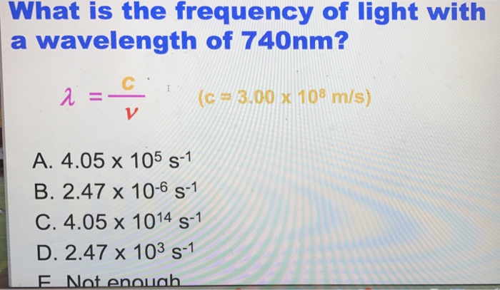 Solved What Is The Frequency Of Light With A Wavelength O Chegg Com