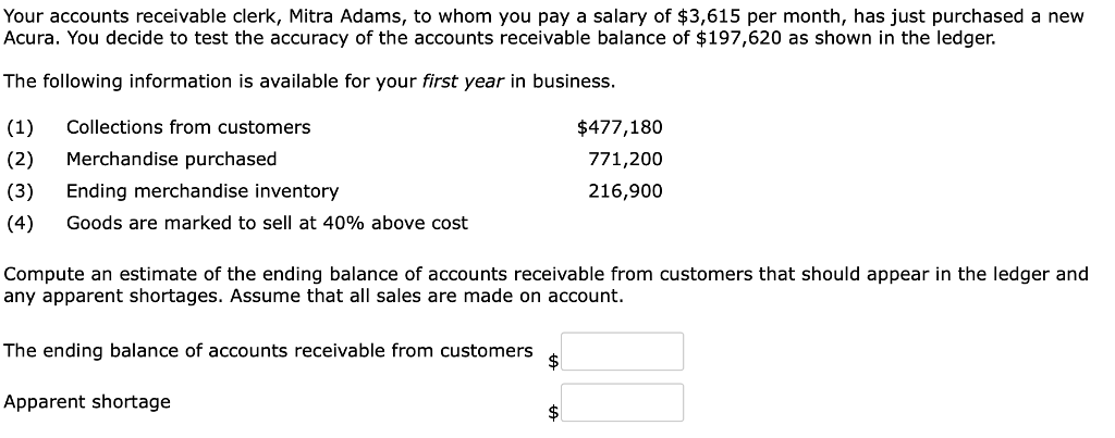 Solved Your Accounts Receivable Clerk Mitra Adams To Wh Chegg Com