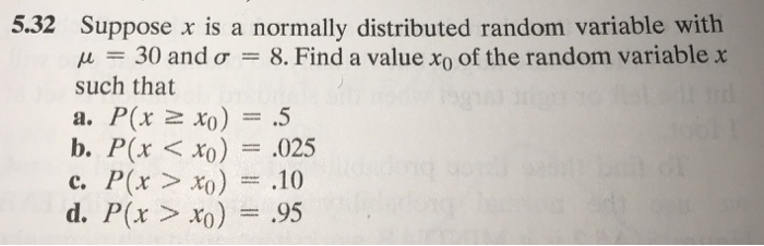 Solved 5 32 Suppose X Is A Normally Distributed Random Va Chegg Com
