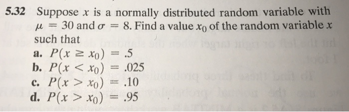 5 32 Suppose X Is A Normally Distributed Random Chegg Com