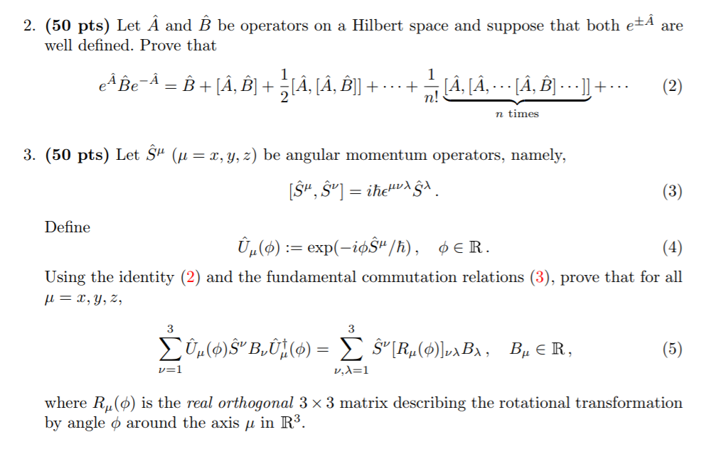 Solved 2 50 Pts Let A And B Be Operators On A Hilbert Chegg Com