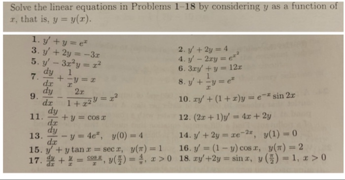 Solved Solve The Linear Equations In Problems 1 18 By Con Chegg Com