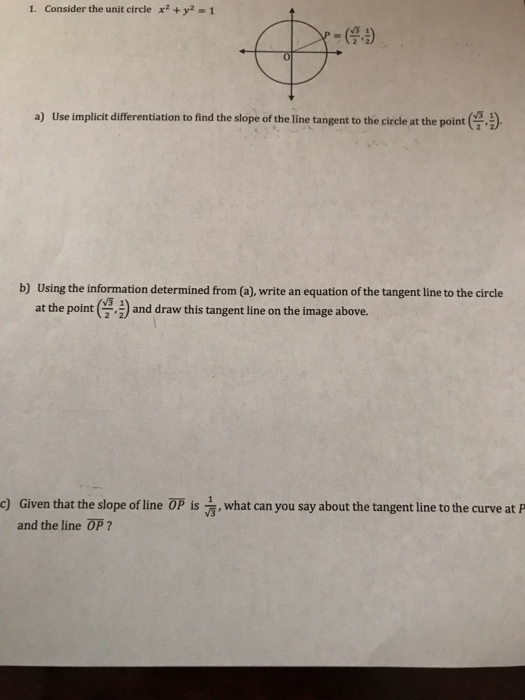 Solved 1 Consider The Unit Circle X2 Y2 1 A Use Implicit Chegg Com