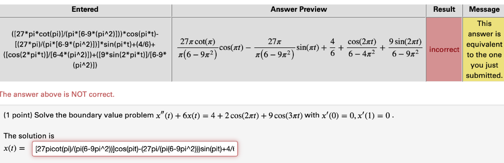 Answer Preview Resultmessage Entered This Answer Is Chegg Com