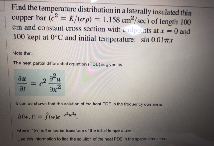 Solved Find The Temperature Distribution In A Laterally I Chegg Com