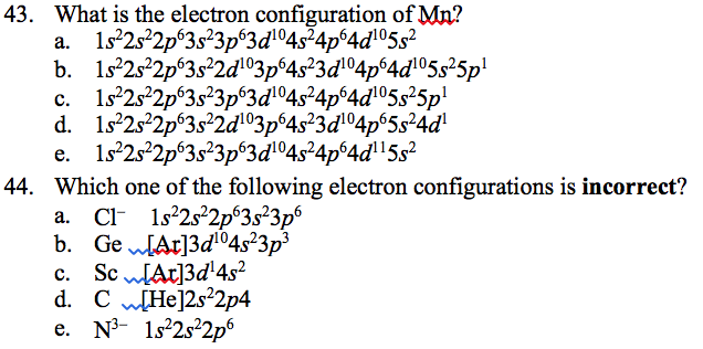 91 configuration electron The Solved: Is Of Mn? Electron Whic 43. What Configuration