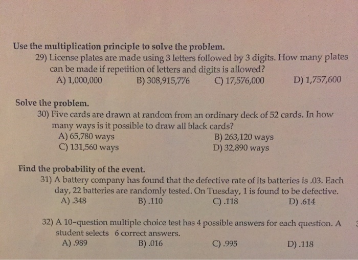 Solved: Use The Multiplication Principle To Solve The Prob... | Chegg.com