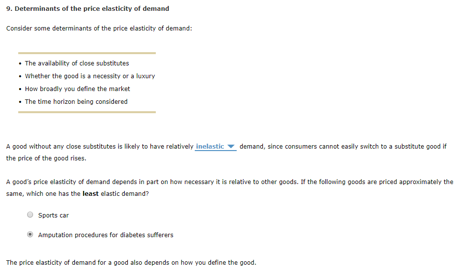 9 Determinants Of The Price Elasticity Of Demand Chegg Com