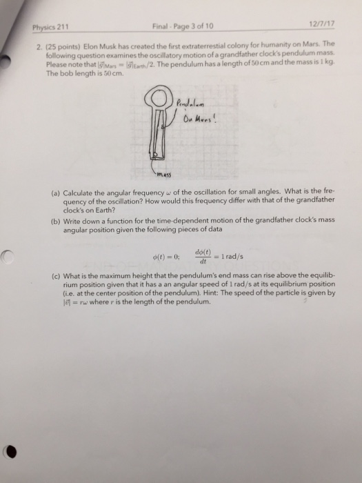 Final Page 3 Of 10 Physics 211 2 25 Points Elon Chegg Com