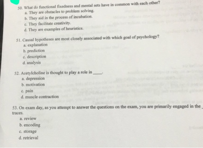 Solved 50 What Do Functional Fixedness And Mental Sets H