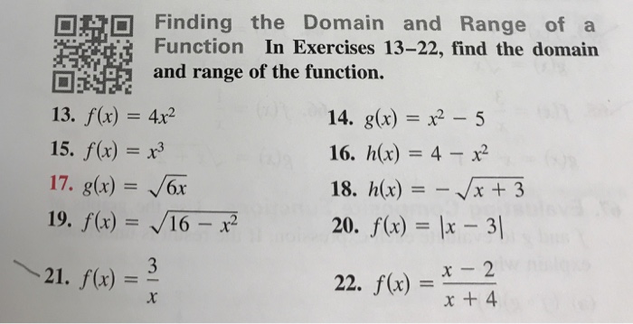 Finding The Domain And Range Of A Function In Chegg Com