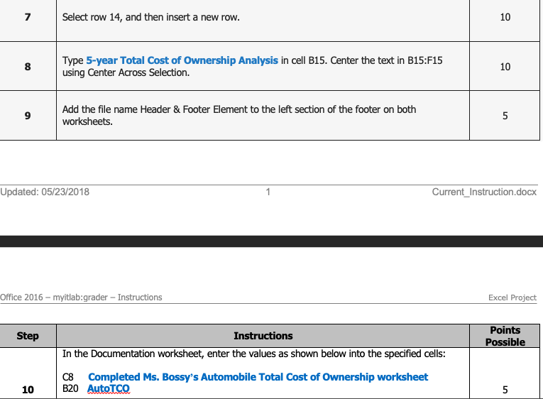 Points Possible Step Instructions Start Excel Ope Chegg Com