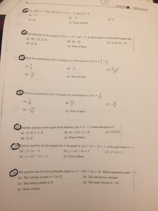 Solved Let G X 7 F X And Let F 7 9 Find G 7 Chegg Com