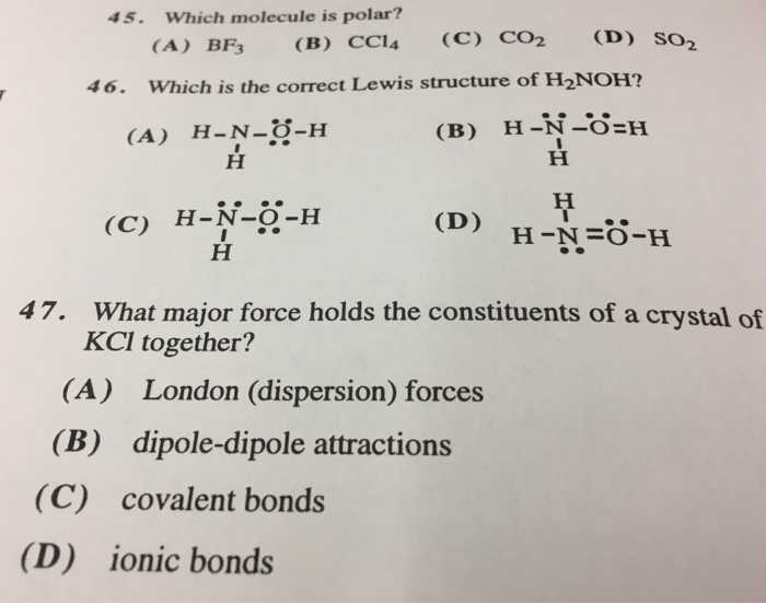 Solved Which Molecule Is Polar Cc14 45 Bf B C Co2 Chegg Com