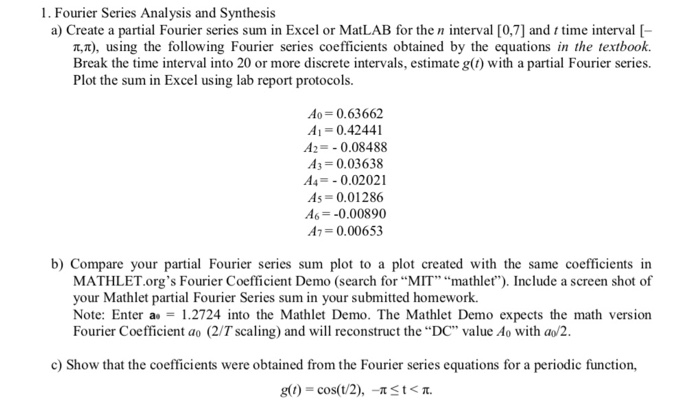 Solved Fourier Series Analysis And Synthesis A Create Chegg Com