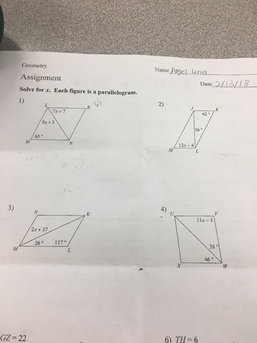 Solved Geometry Assignment Solve for x. Each figure is a | Chegg.com