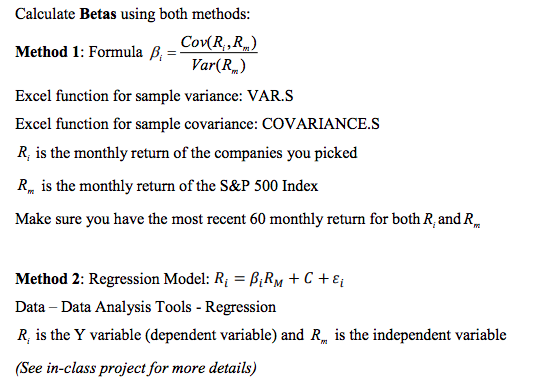 Solved Calculate Betas Using Both Methods Method 1 Form Chegg Com