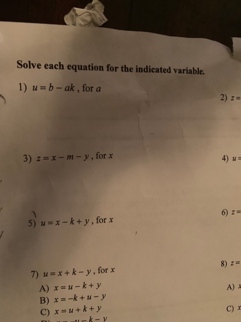 Solved Solve Each Equation For The Indicated Variable 1 Chegg Com