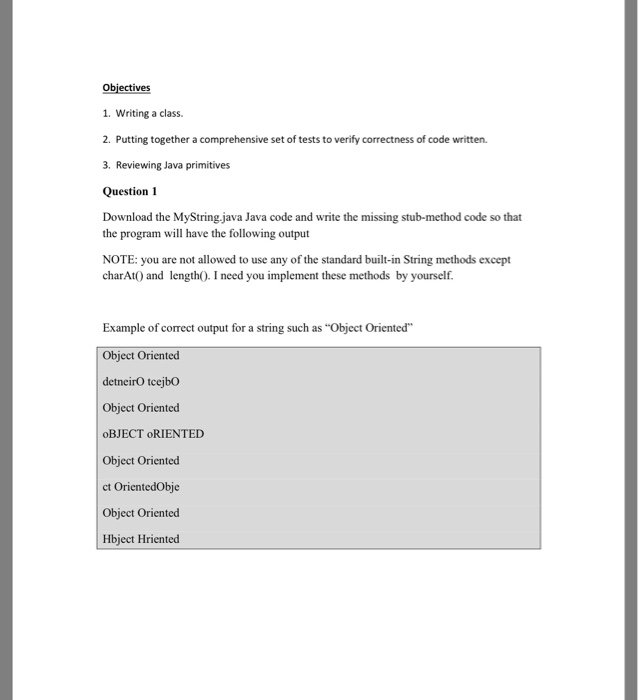 Objectives 1. Writing a class. 2. Putting together a comprehensive set of tests to verify correctness of code written. 3. Rev