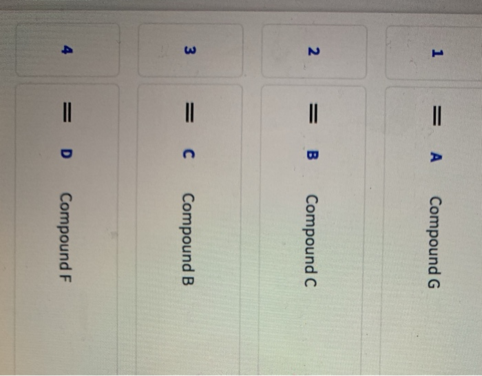 1 A Compound G 2 Compound C 33 C Compound = 4 = D Compound