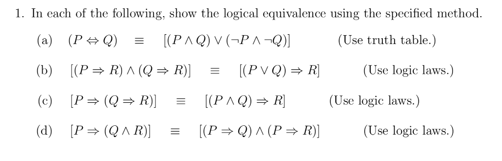 1 In Each Of The Following Show The Logical Chegg Com