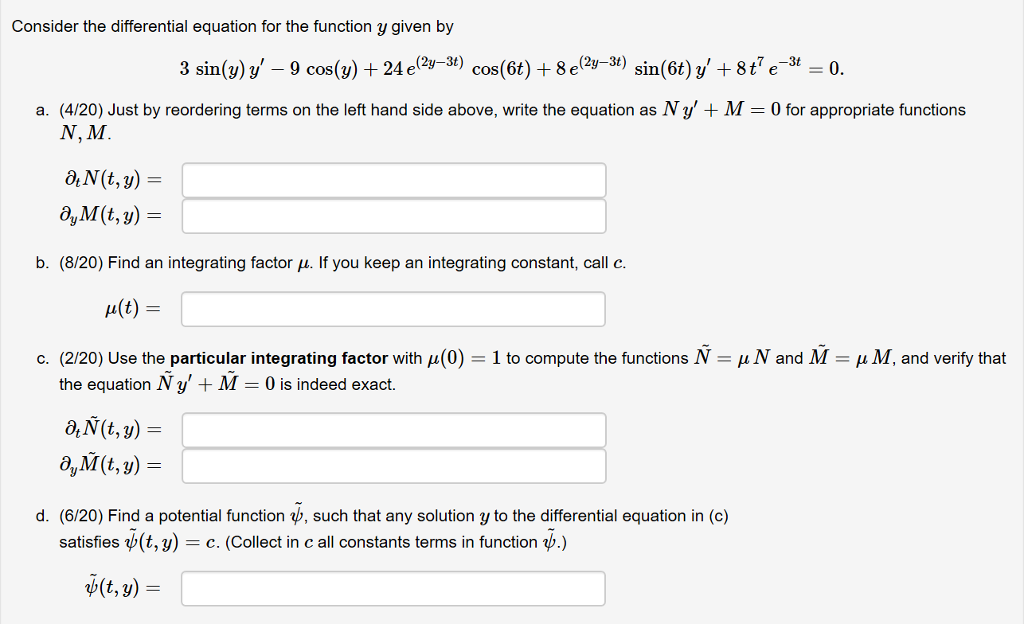 Solved Consider The Differential Equation For The Functio Chegg Com