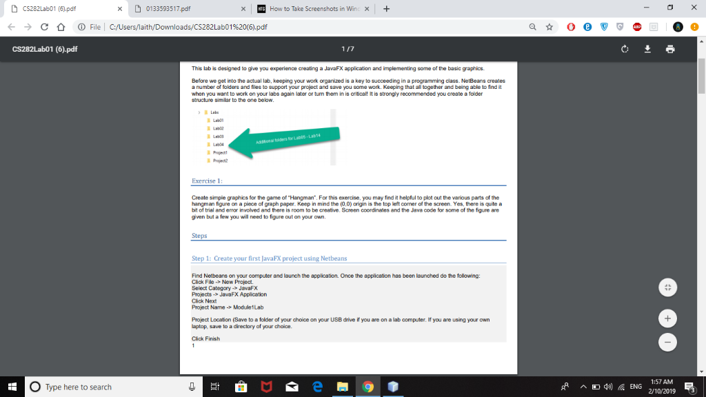 CS282Lab01 (6),pdf С CS282Lab01 (6).pdf x0133593517 pdf How to Take Screenshots in Win x (D File | C:/Users/laith/Downloads/C