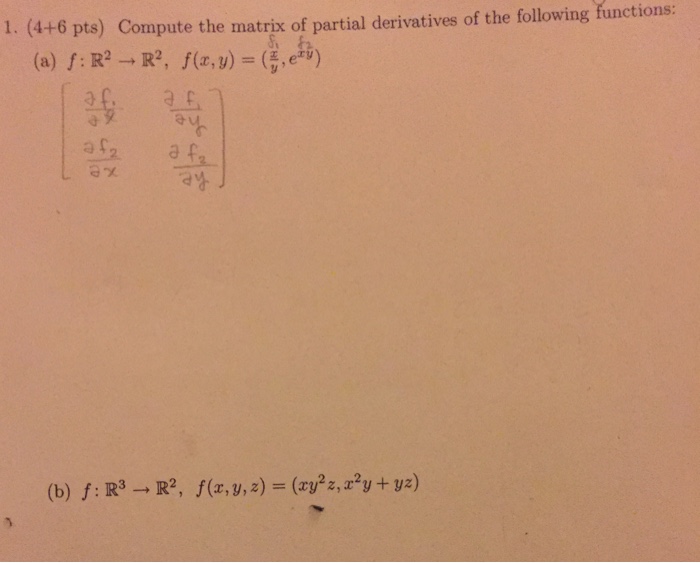 Solved Compute The Matrix Of Partial Derivatives Of The Chegg Com