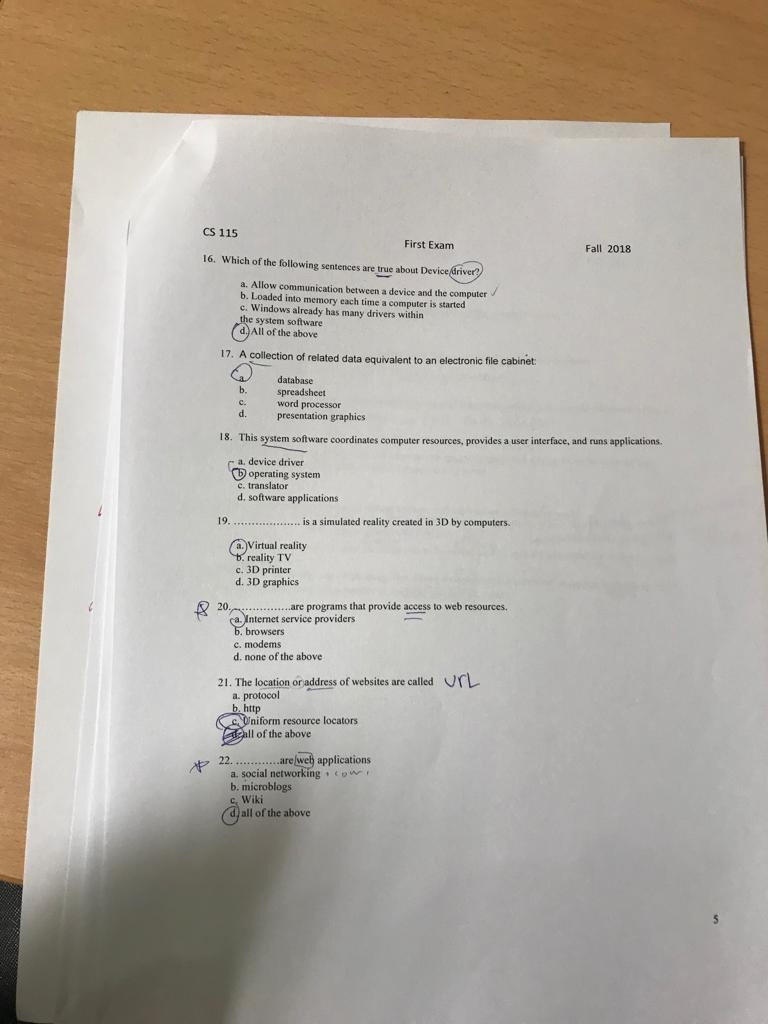 The Solved: Exam Of Fall 115 ... CS Which 16. First 2018 Follo