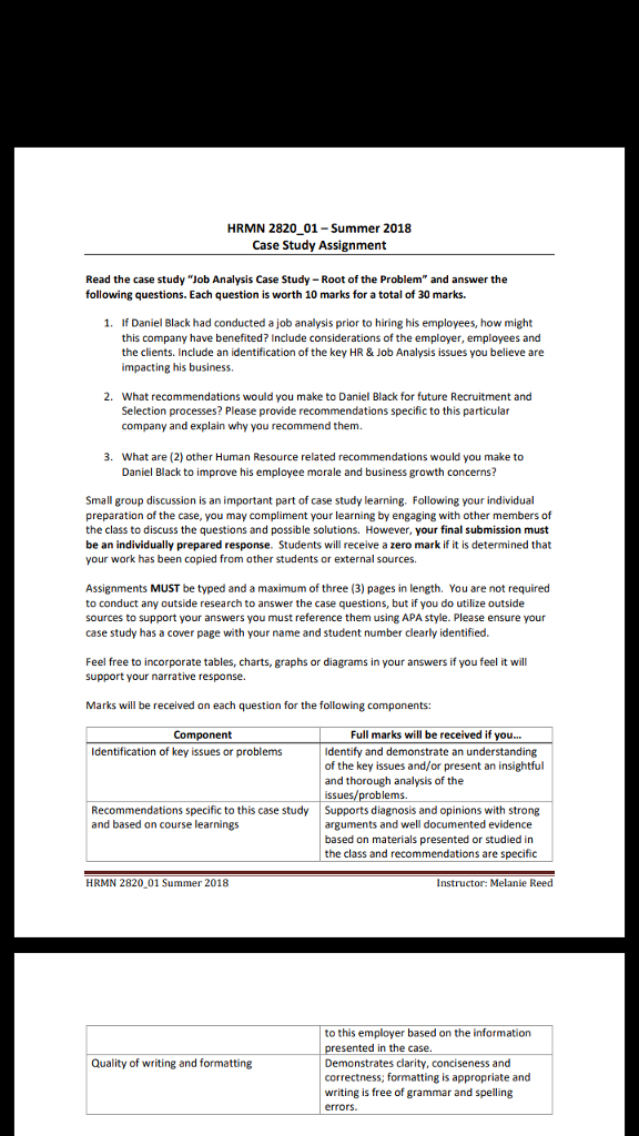 Solved Hrmn 2820 01 Summer 2018 Case Study Assignment Re - 