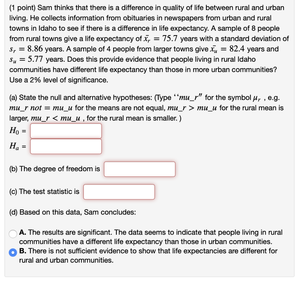 Solved 1 Point Sam Thinks That There Is A Difference In Chegg Com