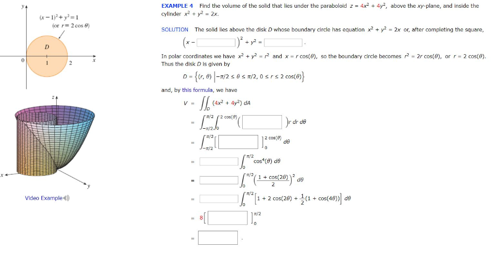 Example 4 Find The Volume Of The Solid That Lies Chegg Com