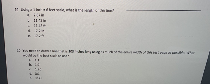 Solved 19 Using A 1 Inch 6 Feet Scale What Is The Length Chegg Com